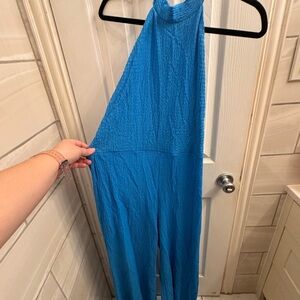 Blue opened back jumpsuit